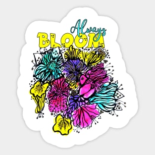 Always Bloom Watercolor Line Art Floral Drawing Sticker